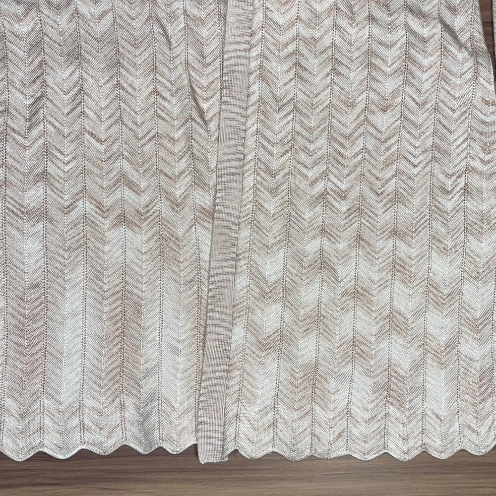 WHBM Chevron Pointelle beige open front long cardigan - Picture 9 of 16